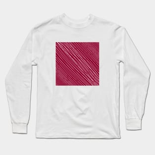 Striped-pattern, red, white, simple, minimal, minimalist, lined-pattern, stripe, modern, trendy, basic, digital, pattern, abstract, lines, line, line-art, jewel-color, Long Sleeve T-Shirt